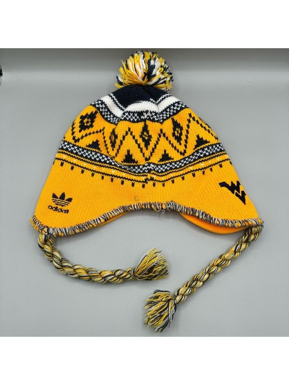 WVU Mountaineers Adidas Winter Pom Knit Beanie Women’s OSFA Tassel NCAA